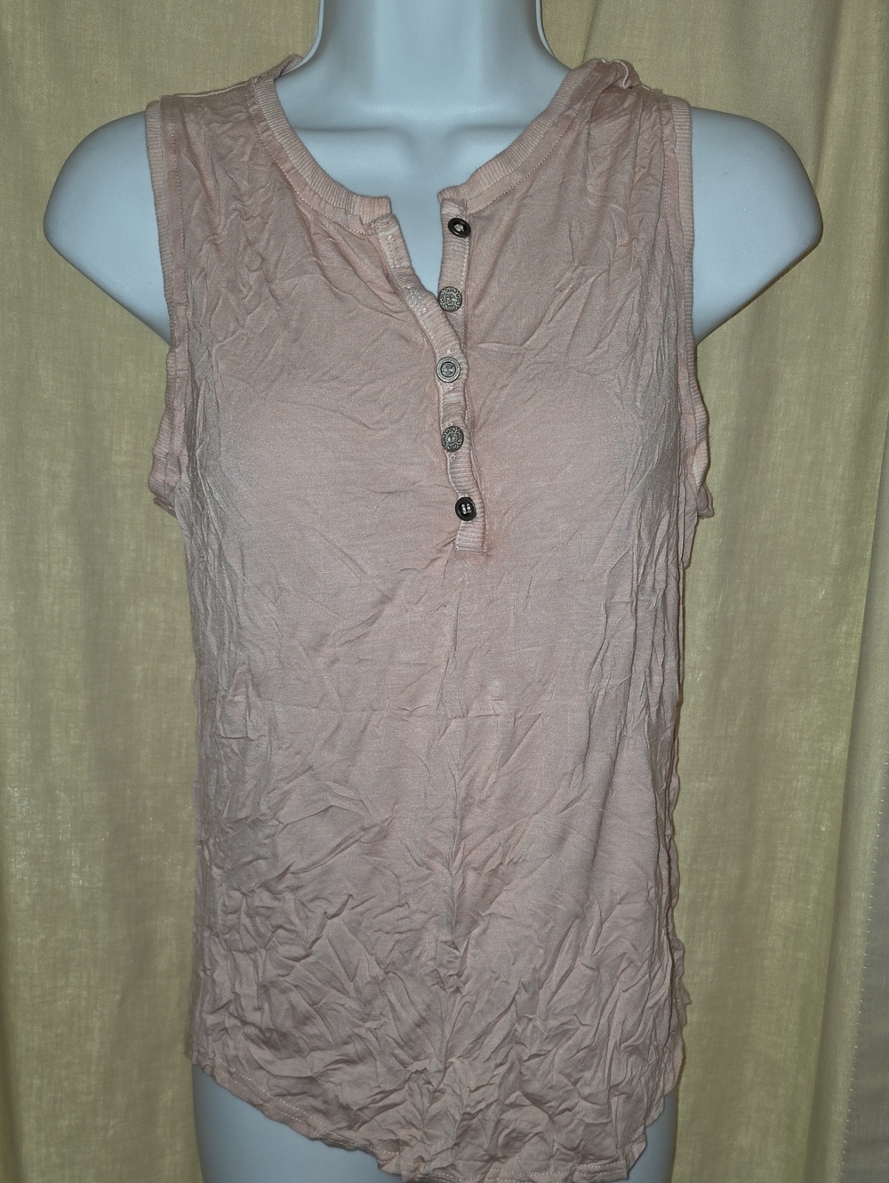 POL Light Blush Pink Sleeveless Henley Tank
